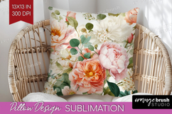 Pastel Flowers Pillow Sublimation - Summer Pillow Cover PNG Product Image 1