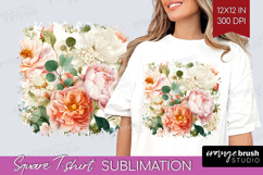 Pastel Flowers Square Tshirt Background - Summer PNG Product Image 1