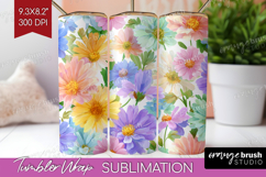 Pastel Flowers Tumbler Wrap - Summer Tumbler PNG Sublimation Product Image 1