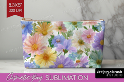 Pastel Flowers Cosmetic Bag - Summer Makeup Bag PNG Product Image 1