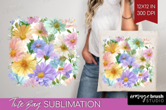 Pastel Flowers Tote Bag - Summer Tote Bag PNG Sublimation Product Image 1