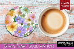 Pastel Flowers Round Coaster - Summer Coaster PNG Product Image 1