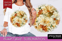Pastel Flowers Round Tshirt Background - Summer PNG Product Image 1
