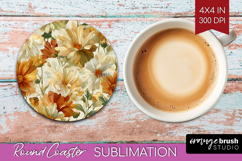 Pastel Flowers Round Coaster - Summer Coaster PNG Product Image 1