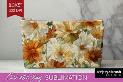 Pastel Flowers Cosmetic Bag - Summer Makeup Bag PNG Product Image 1