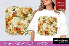 Pastel Flowers Square Tshirt Background - Summer PNG Product Image 1