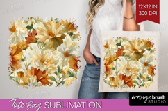 Pastel Flowers Tote Bag - Summer Tote Bag PNG Sublimation Product Image 1