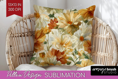 Pastel Flowers Pillow Sublimation - Summer Pillow Cover PNG Product Image 1