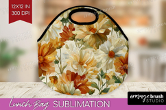 Pastel Flowers Lunch Bag - Summer Lunch Bug PNG Sublimation Product Image 1