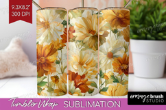 Pastel Flowers Tumbler Wrap - Summer Tumbler PNG Sublimation Product Image 1