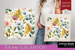 Pastel Flowers Tote Bag - Summer Tote Bag PNG Sublimation Product Image 1