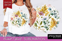Pastel Flowers Round Tshirt Background - Summer PNG Product Image 1