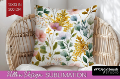 Pastel Flowers Pillow Sublimation - Summer Pillow Cover PNG Product Image 1