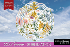 Pastel Flowers Wind Spinner Sublimation PNG - Summer Round Product Image 1