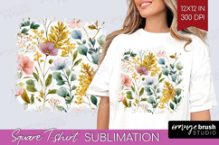 Pastel Flowers Square Tshirt Background - Summer PNG Product Image 1