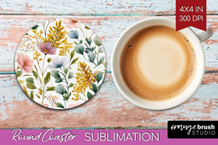 Pastel Flowers Round Coaster - Summer Coaster PNG Product Image 1