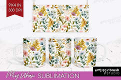 Pastel Flowers Mug Wrap - Summer Mug PNG Sublimation Product Image 1