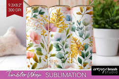 Pastel Flowers Tumbler Wrap - Summer Tumbler PNG Sublimation Product Image 1