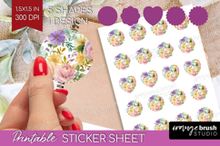 Pastel Flowers Round Sticker - Summer Printable Sticker Product Image 1