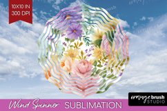 Pastel Flowers Wind Spinner Sublimation PNG - Summer Round Product Image 1