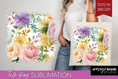 Pastel Flowers Tote Bag - Summer Tote Bag PNG Sublimation Product Image 1