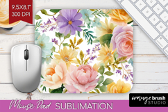 Pastel Flowers Mouse Pad Sublimation - Summer Mousepad PNG Product Image 1