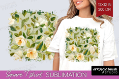 Pastel Flowers Square Tshirt Background - Summer PNG Product Image 1