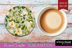 Pastel Flowers Round Coaster - Summer Coaster PNG Product Image 1