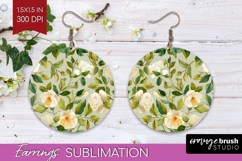 Pastel Flowers Round Earrings - Summer PNG Sublimation Product Image 1