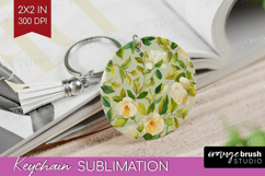Pastel Flowers Keychain PNG - Summer Keychain Sublimation Product Image 1