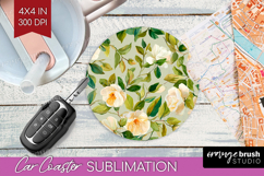 Pastel Flowers Car Coaster - Summer Coaster PNG Sublimation Product Image 1