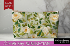 Pastel Flowers Cosmetic Bag - Summer Makeup Bag PNG Product Image 1