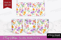 Pastel Flowers Mug Wrap - Summer Mug PNG Sublimation Product Image 1