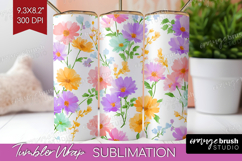 Pastel Flowers Tumbler Wrap - Summer Tumbler PNG Sublimation Product Image 1