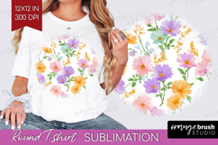 Pastel Flowers Round Tshirt Background - Summer PNG Product Image 1