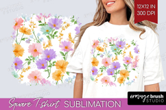 Pastel Flowers Square Tshirt Background - Summer PNG Product Image 1