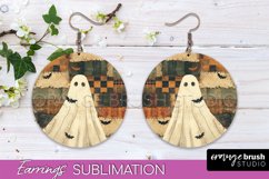 Patchwork Halloween Earrings Round Earrings Sublimation Product Image 1