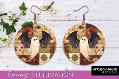 Patchwork Halloween Earrings Round Earrings Sublimation Product Image 1