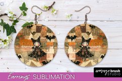 Patchwork Halloween Earrings Round Earrings Sublimation Product Image 1