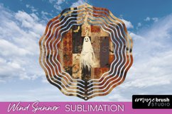 Patchwork Halloween Wind Spinner - Ghost Wind Spinner PNG Product Image 1