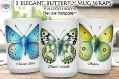 Elegant Butterfly Mug Wrap Sublimation, Botanical Butterfly Product Image 1