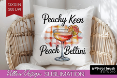 Peach Bellini Cocktail Pillow Sublimation Summer Drink Cover Product Image 1