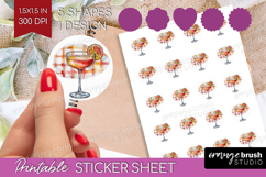 Peach Bellini Cocktail Round Sticker Summer Drink Printable Product Image 1