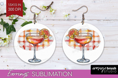 Peach Bellini Cocktail Round Earrings Summer Drink PNG Product Image 1