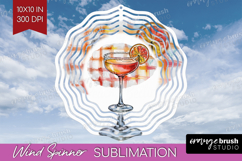 Peach Bellini Cocktail Wind Spinner Sublimation PNG Summer Product Image 1
