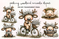 Peeking Woodland Animals Clipart PNG Product Image 1