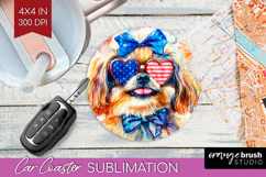 Pekingese Dog Car Coaster 4th Of July Coaster PNG Product Image 1