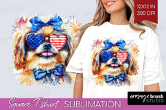 Pekingese Dog Square Tshirt Background 4th Of July PNG Product Image 1