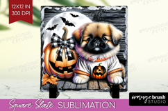 Pekingese Dog Slate PNG Halloween Square Slate Sublimation Product Image 1