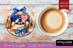 Pekingese Dog Round Coaster 4th Of July Coaster PNG Product Image 1